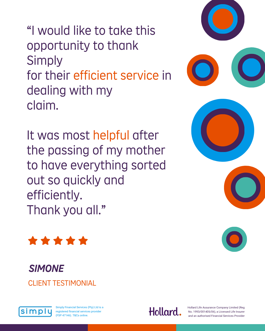 Simply customer testimonial card